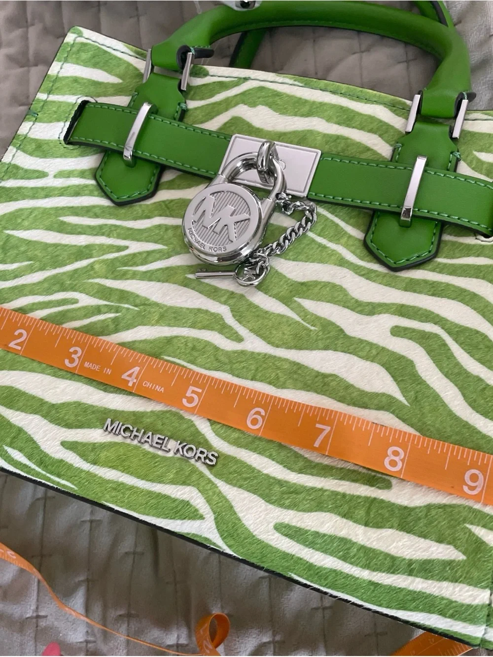 Michael Kors Lime Green calf hair and leather Satchel / crossbody